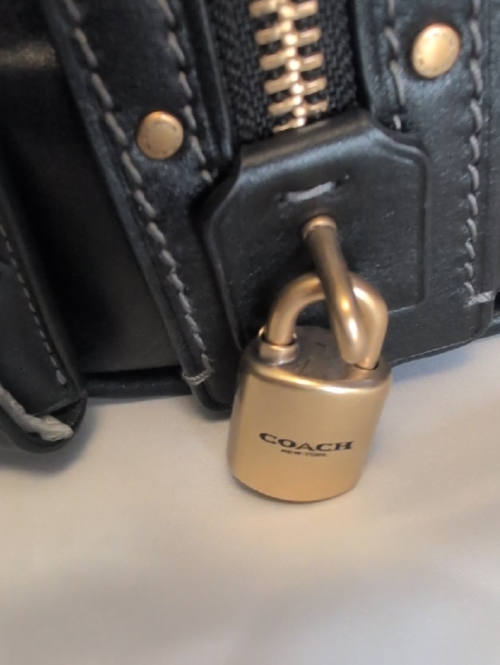 Coach Rogue 34 Black Leather Double-Zip Shoulder Bag with Brass  Hardware NWT - Picture 3 of 12
